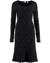 Burberry - Kleid mit gewelltem detail und ausgestelltem saum - Lyst