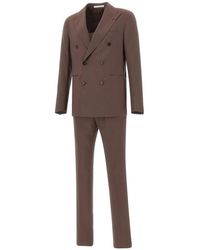Tagliatore - Kostuums ,Bruin ,Wol Double-Breasted Pak - Lyst