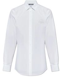 Moschino - Baumwollhemd mit gesticktem logo - Lyst