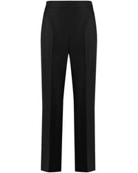 Gucci - Wijde Wollen Broek Met Borduursel Aan De Voorkant - Lyst