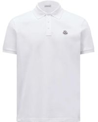 Moncler - Tricolor Logo Weiße Polo Shirt - Lyst