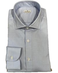 Sonrisa - Blauw Katoen Micro-Patroon Overhemd - Lyst