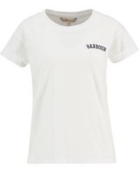 Barbour - Tops ,Wit ,Katoen Bede T-Shirt - Lyst