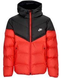 Nike - Storm Fit Windrunner Primaloft Jack Met Capuchon Donsjack Voor Zwart/Universiteitsrood/Zeil - Lyst