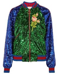 Gucci Sequin Verfraaid Bomber Jacket - Groen