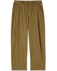 Oltre - Broeken ,Groen ,Katoen Cropped Poplin Broek - Lyst
