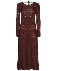 Akep - Kleedjes ,Bruin ,Abito Punto Pizzo Schiena Scoperta - Lyst
