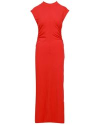 MSGM - Rotes Baumwollkleid Mit Rundhalsausschnitt - Lyst