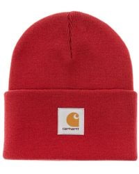 Carhartt - Accessoires ,Rood ,Logo Patch Beanie - Lyst