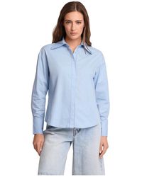 Kocca - Overhemden ,Blauw ,Katoen Professionele Blouse Met Lange Mouwen En Kraag - Lyst