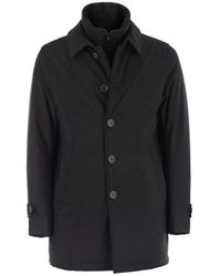 Herno - Jassen ,Blauw ,Leer Gewatteerde Sub-Zero Single-Breasted Jas - Lyst