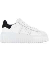 Hogan - Gestreifte ledersneakers weiße gummisohle - Lyst