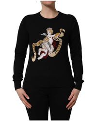 Dolce & Gabbana - Truien & Vesten ,Zwart ,Wol Crew Neck Pullover - Lyst
