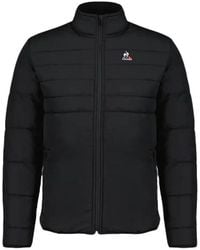 Le Coq Sportif - Jassen ,Zwart ,Vlag Logo Gewatteerde Jas - Lyst