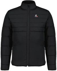 Le Coq Sportif - Jassen ,Zwart ,Vlag Logo Gewatteerde Jas - Lyst