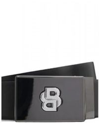 HUGO - Accessoires ,Zwart ,Leer Omkeerbare Leren Riem - Lyst