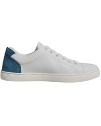 Dolce & Gabbana - Weiße Blaue Leder Low Top Sneakers - Lyst