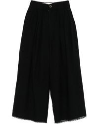 Uma Wang - Broeken ,Zwart ,Zwarte Geplooide Wijde Broek Sweater - Lyst