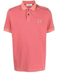 Stone Island - Rotes logo patch polo shirt - Lyst
