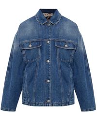 Marni - Jassen ,Blauw ,Leer Geïsoleerde Denim Jas - Lyst