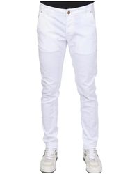 Hand Picked - Broeken ,Wit ,Katoen Slim-Fit Broeken - Lyst