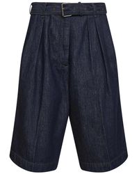 Dries Van Noten - Korte Broeken ,Blauw ,Denim Belted Denim Shorts - Lyst