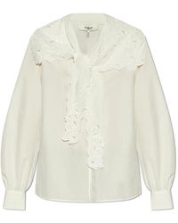 Chloé - Katoenen Shirt Met Kanten Afwerking - Lyst