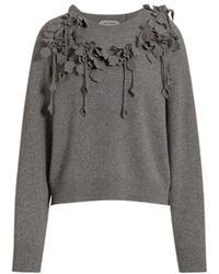 Alberta Ferretti - Merinowollen Trui Met Bloemenborduursel - Lyst
