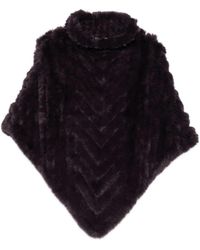 Liu Jo - Rode Chevron Faux Fur Poncho - Lyst