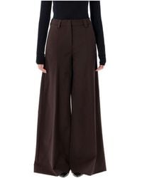 Thelatest - Bruine Wijde Pijp Wollen Broek Aw25 - Lyst