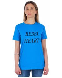 Frankie Morello - T-shirt in cotone blu chiaro con stampa - Lyst