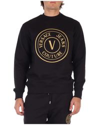 Versace - Felpa in cotone ricamo logo frontale - Lyst