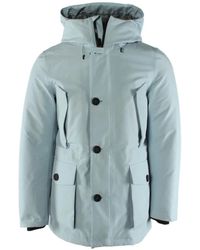 Woolrich - Jassen ,Blauw ,Polyester Blauwe Polyester Parka Jas - Lyst