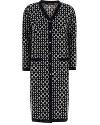 Max Mara - Truien & Vesten ,Blauw ,Wol Lange Jacquard Wollen Cardigan - Lyst