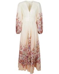 Zimmermann - Kleedjes ,Veelkleurig ,Katoen Awaken Plunge Maxi-Jurk - Lyst