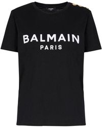 Balmain - T-shirt in cotone ecosostenibile con logo stampato - Lyst