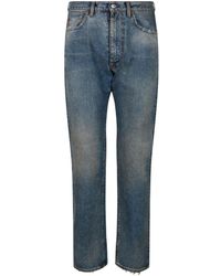 Maison Margiela - Jeans in cotone blu chiaro a vita bassa - Lyst