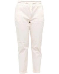 Liu Jo - Broeken ,Wit ,Katoen Witte Straight Leg Katoenen Broek - Lyst