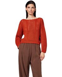 Alpha Studio - Langärmeliger Strickpullover Mit U-Boot-Ausschnitt - Lyst