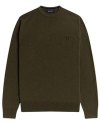 Fred Perry - Klassischer rundhalspullover in army - Lyst