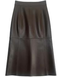 Max Mara - Rokken ,Bruin ,Leer Stilren Midi-Rok - Lyst