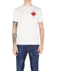 DSquared² - Weiße baumwoll-t-shirt mit rotem klee - Lyst
