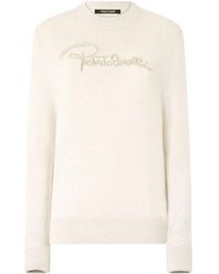 Roberto Cavalli - Geborduurde Logo Wol Kasjmier Trui - Lyst