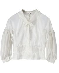 Comme des Garçons - Weiße polyester-bluse mit peplum-saum - Lyst
