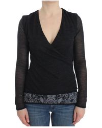Ermanno Scervino - Truien & Vesten ,Zwart ,Wol Zwarte V-Hals Trui Van Wolmix - Lyst