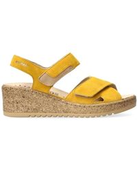 Mephisto - Breite gelbe sandale mit klettverschluss - Lyst