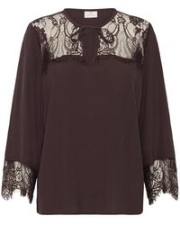 Kaffe - Overhemden ,Bruin ,Kaapril Lace Blouse - Lyst