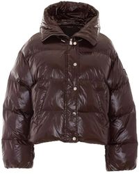 Pinko - Jassen ,Bruin ,Nylon Gewatteerde Nylon Jas - Lyst