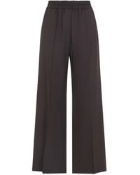 Brunello Cucinelli - Broeken ,Bruin ,Wol Wijde Pijpen Broek - Lyst