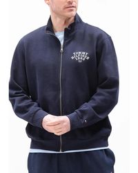 Tommy Hilfiger - Hoodies & Sweatvesten ,Blauw ,Katoen Arch Logo Flex Fleece Zip Sweatshirt - Lyst
